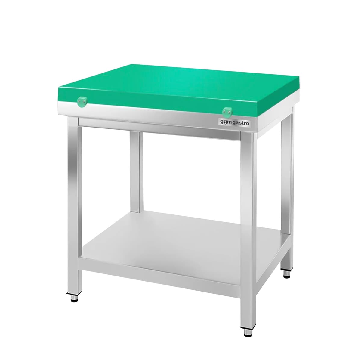 Stainless steel worktable PREMIUM - 800x700mm - with base shelf without upstand incl. cutting plate