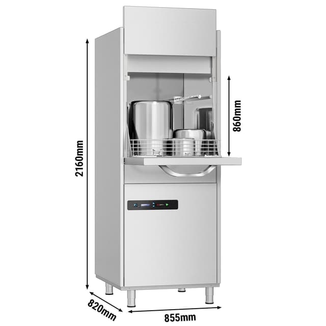 Doppelwandige Topfspülmaschine - Digital - 12,2 kW - mit Reiniger & Klarspülerpumpe