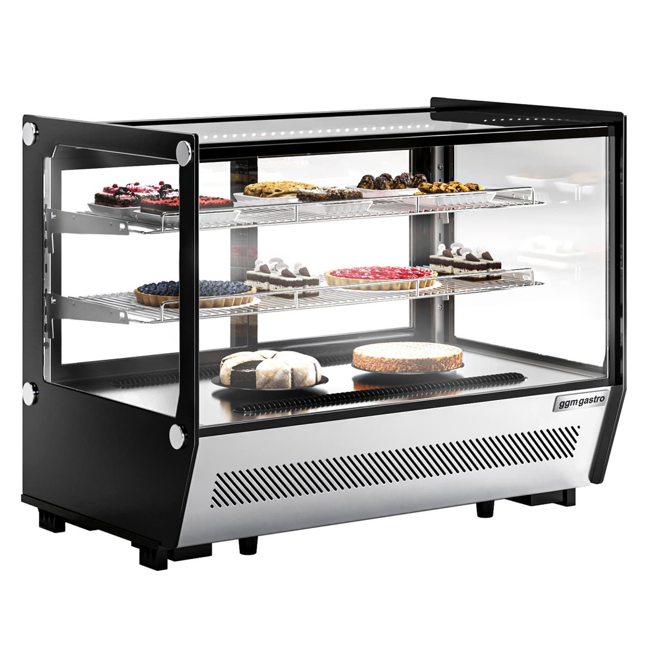 Tabletop refrigerated display case - 160 litres - 880mm -  angular - with 2 shelves