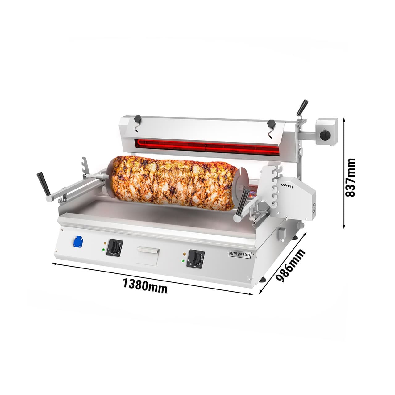 Cag Kebab machine - 9,8kW - horizontal - table-top unit