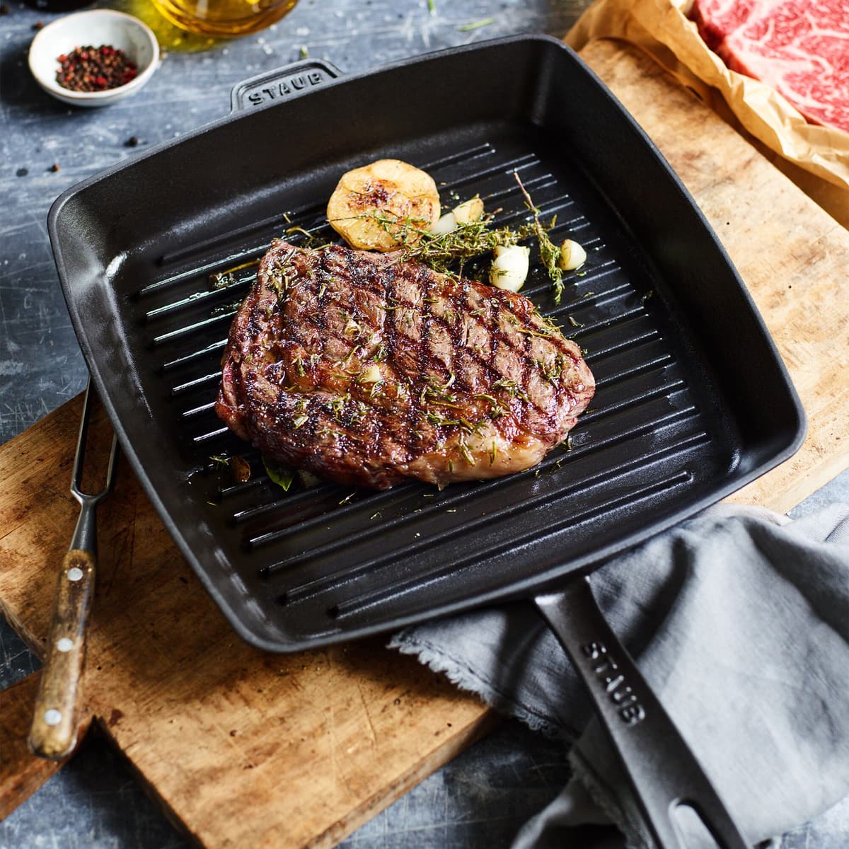 STAUB | GRILL PANS - Americký gril - 260x260mm - litina - černý