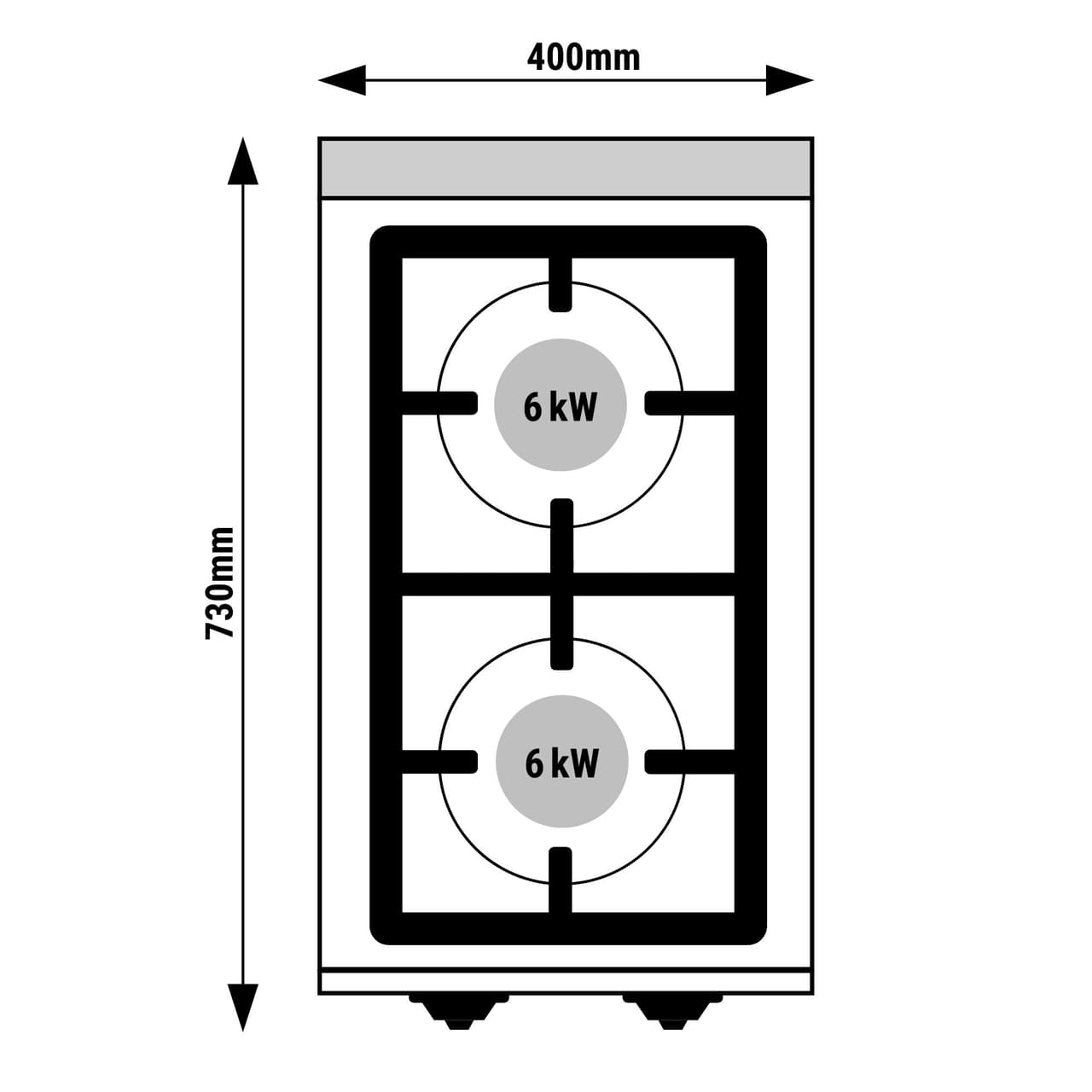 Plynový sporák - se 2 hořáky (12 kW)