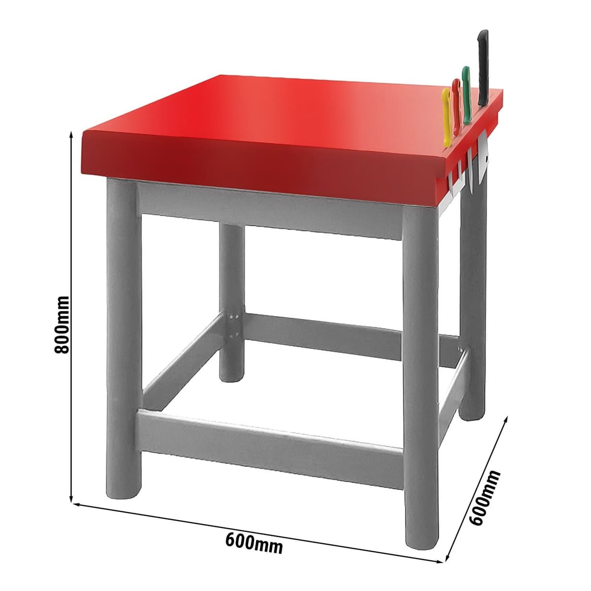 Špalek na sekání z polyetylenu - 600x600mm - vč. držáku na nože