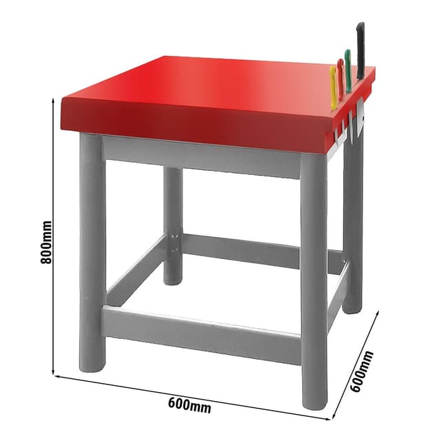 Hackblock aus Polyethylen - 600x600mm -  inkl. Messerhalter