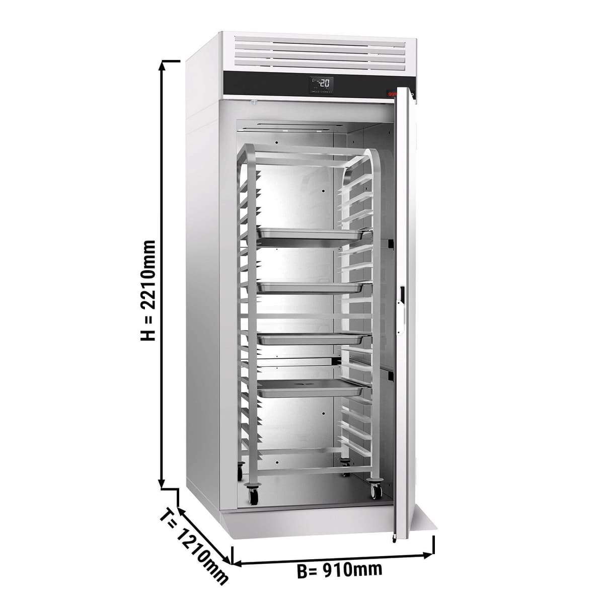 Mrazák s vjezdem (GN 2/1 + EN 600x400) - 700L- s 1 dveřmi