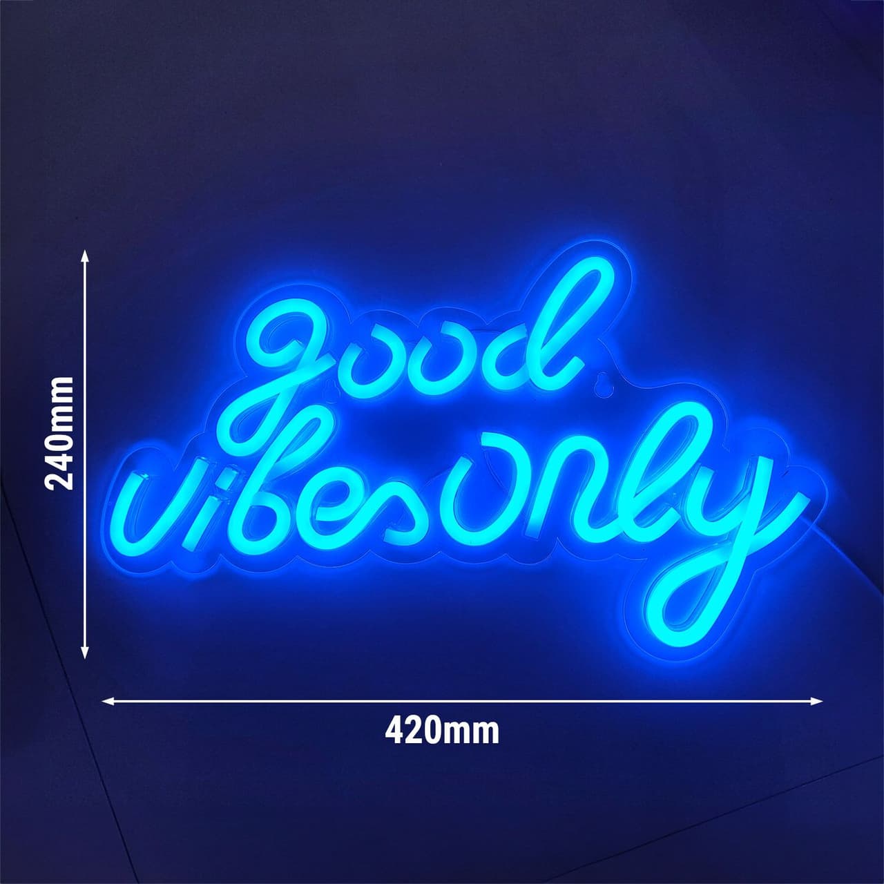  Světelný nápis LED - Good Vibes Only - modrý - 420x240mm