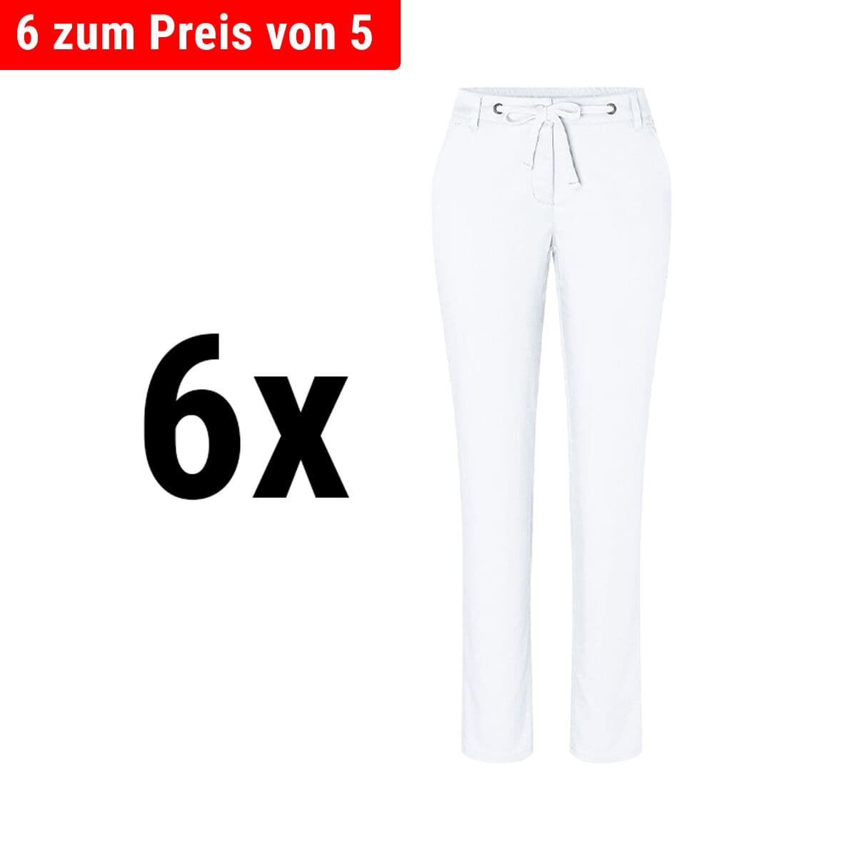 (6 pieces) Karlowsky - Ladies Chino Pants Modern Stretch - White - Size: 36