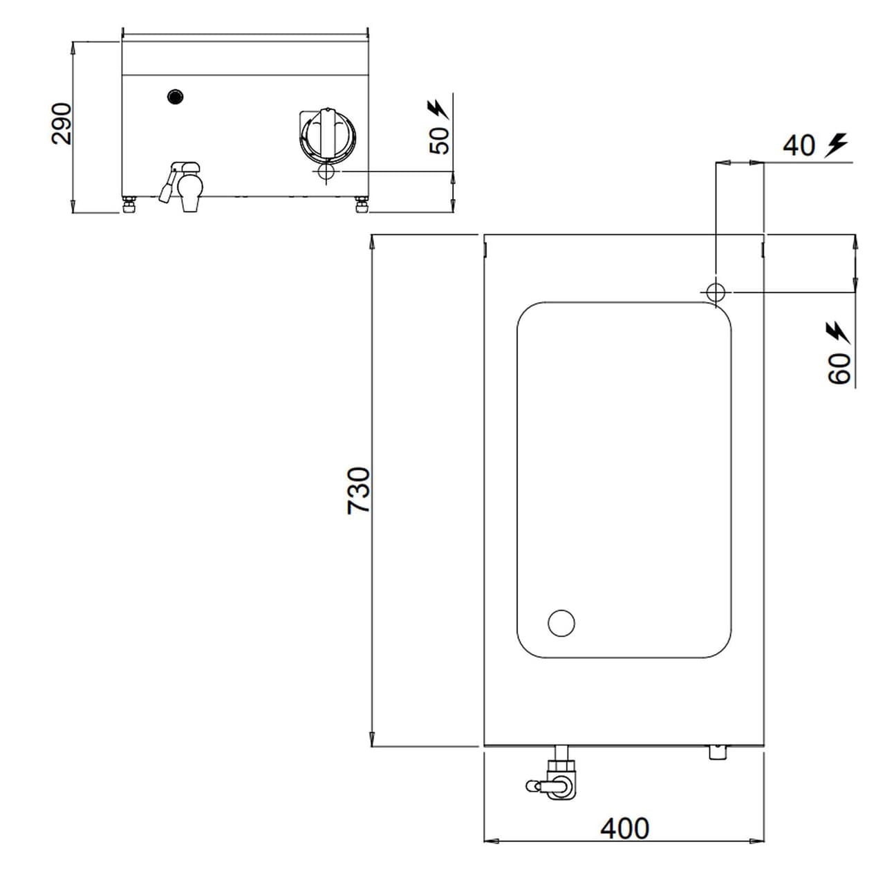 Bainmarie - 1x GN 1/1 (1,2 kW)