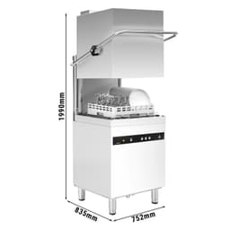 Durchschubspülmaschine - 8,7 kW - mit Wärmerückgewinnung, Reiniger-, Klarspüler- & Laugenpumpe