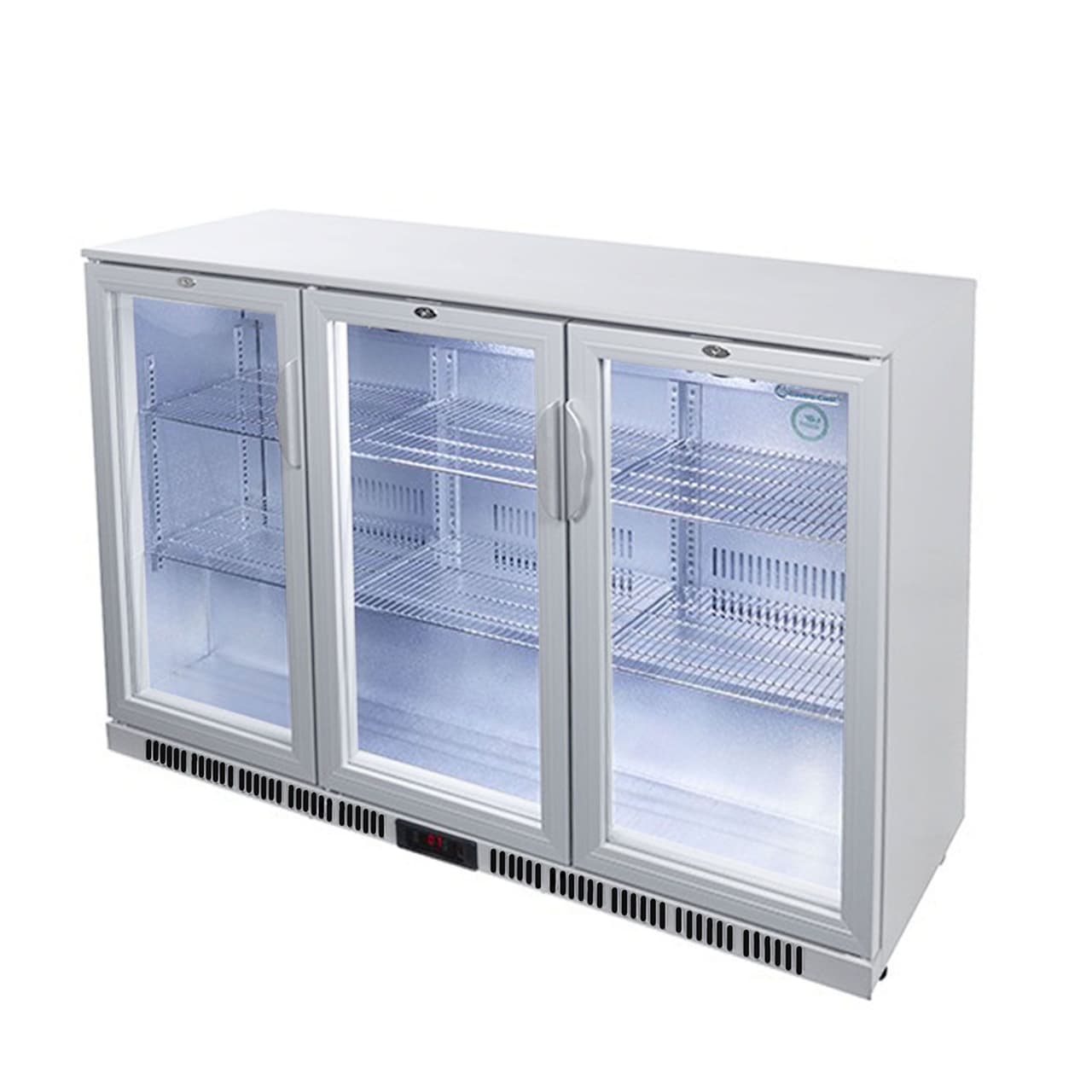 GASTRO-COOL | Barová lednice - 1350 mm - 312L - se 3 skleněnými dveřmi - stříbrná