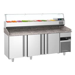 Chladicí stůl na pizzu PREMIUM - 2100x800mm - se 3 dveřmi - vč. chladicí vitríny - 10x GN 1/3