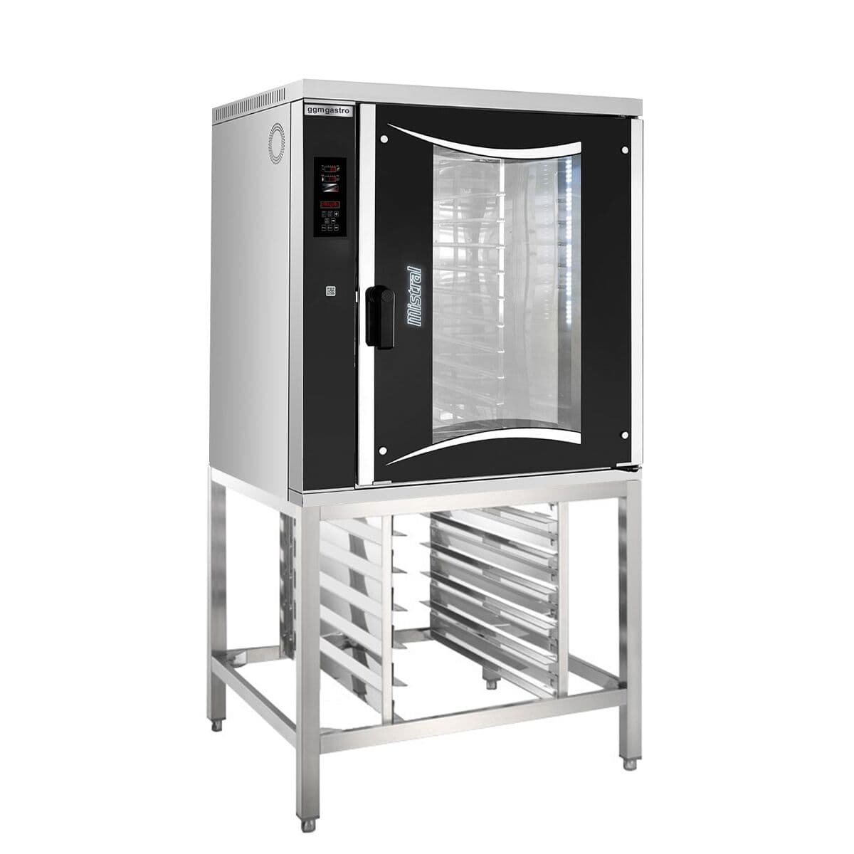 Bakery electric combi steamer - Digital - 10x EN 60x40 - incl. underframe, sheet metal rack & washing system