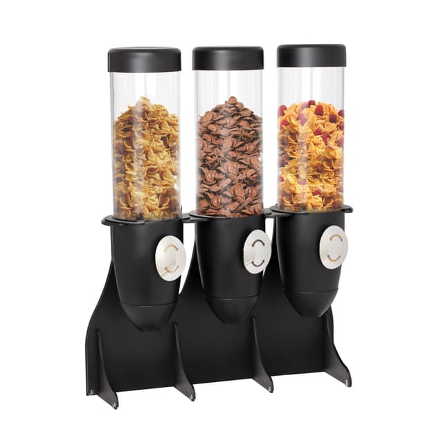 Muesli & cornflakes dispenser - triple - Ø 115mm - black - revolving dispenser