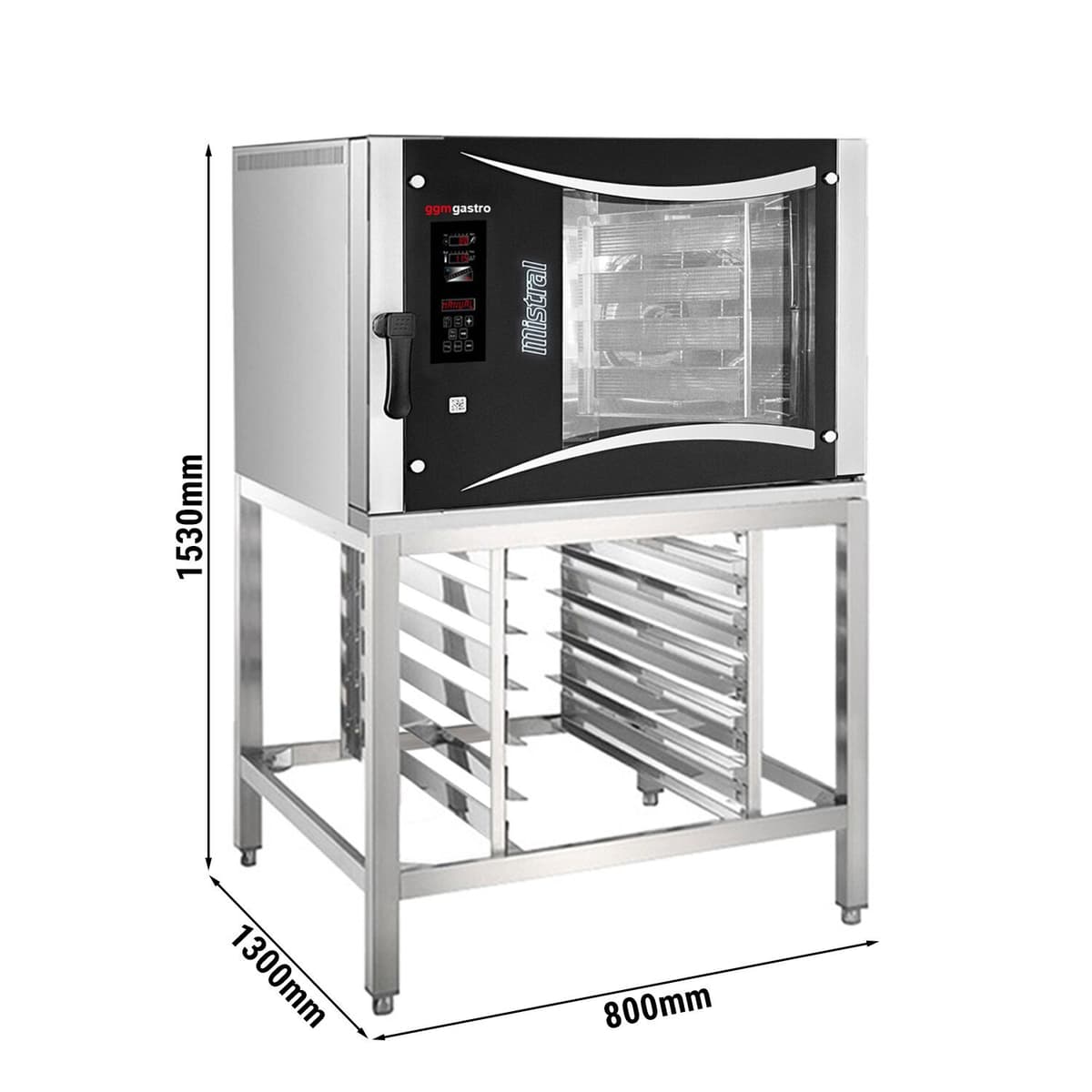 Bakery combi steamer - Digital - 5x EN 80x40 - incl. base frame & tray holder