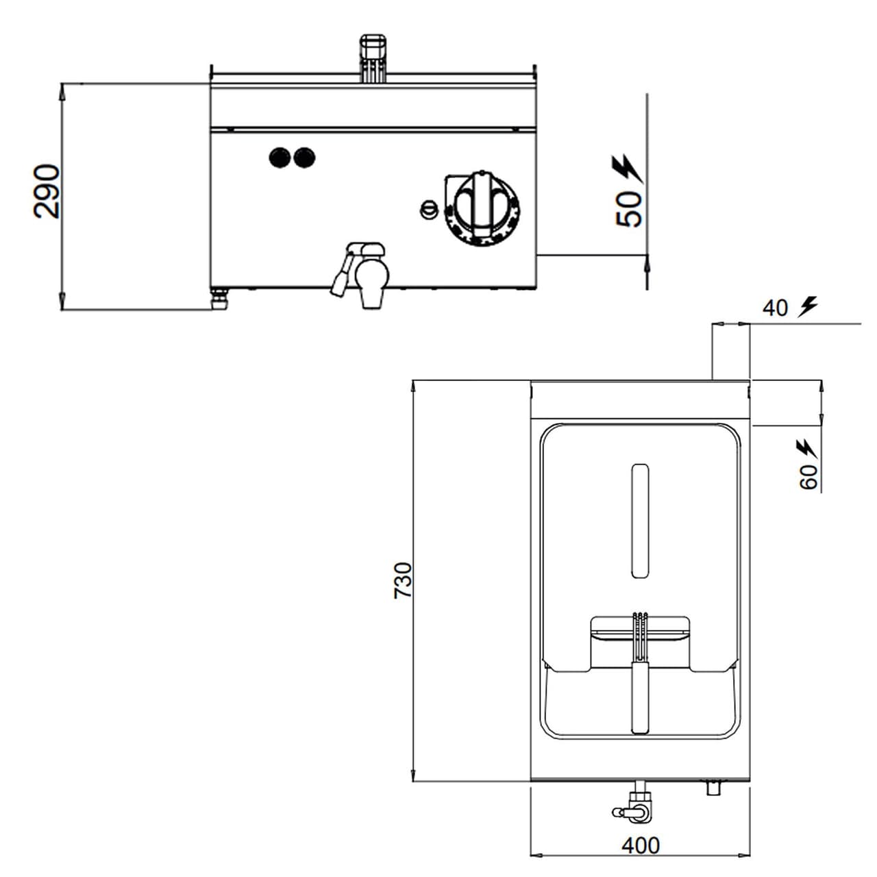 Elektrická fritéza (9 kW) - 10L