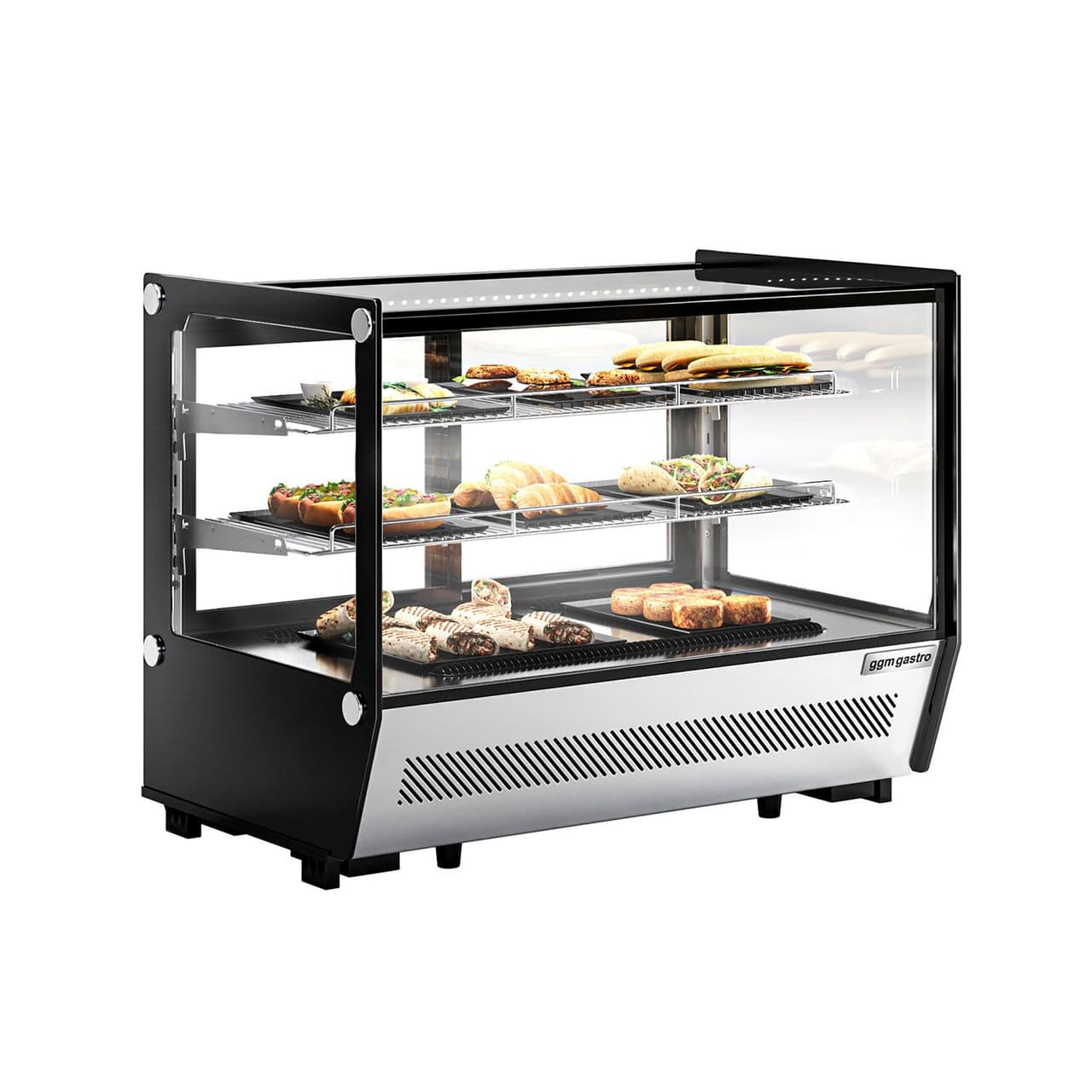 Tabletop refrigerated display case - 160 litres - 880mm -  angular - with 2 shelves