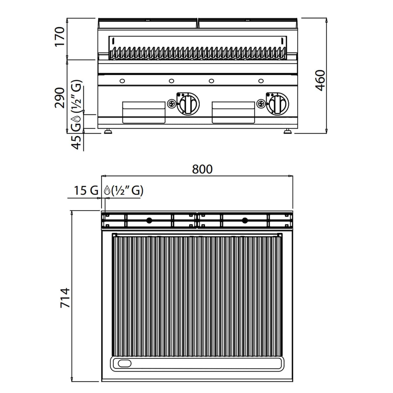 Plynový lávový gril (13,8 kW)