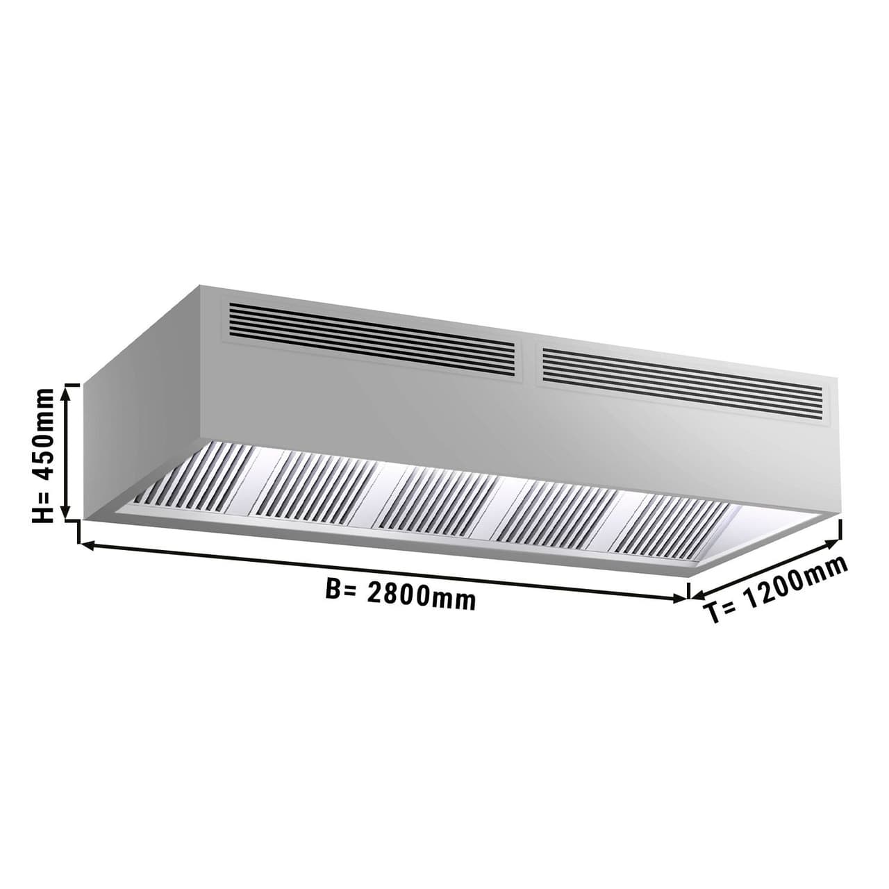 Indukční digestoř - 2,8 m - s filtrem a LED svítidlem