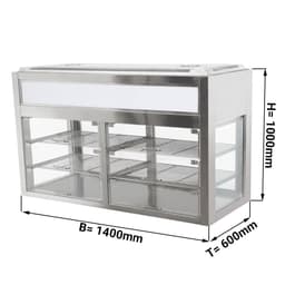 Tabletop refrigerated display case - self-service - 1400mm - with LED lighting & 2 shelves 350 Litres 