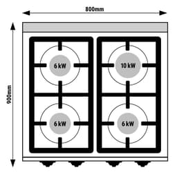 Plynový sporák - se 4 hořáky - 28 kW