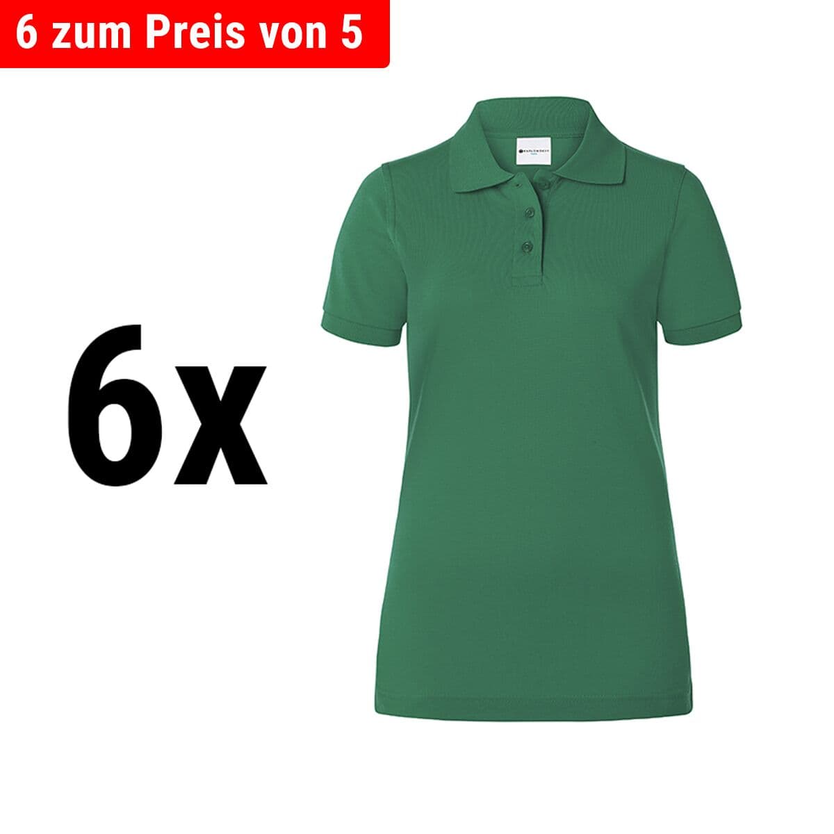 (6 pieces) Karlowsky - Ladies Workwear Poloshirt Basic - Forest Green - Size: 2XL