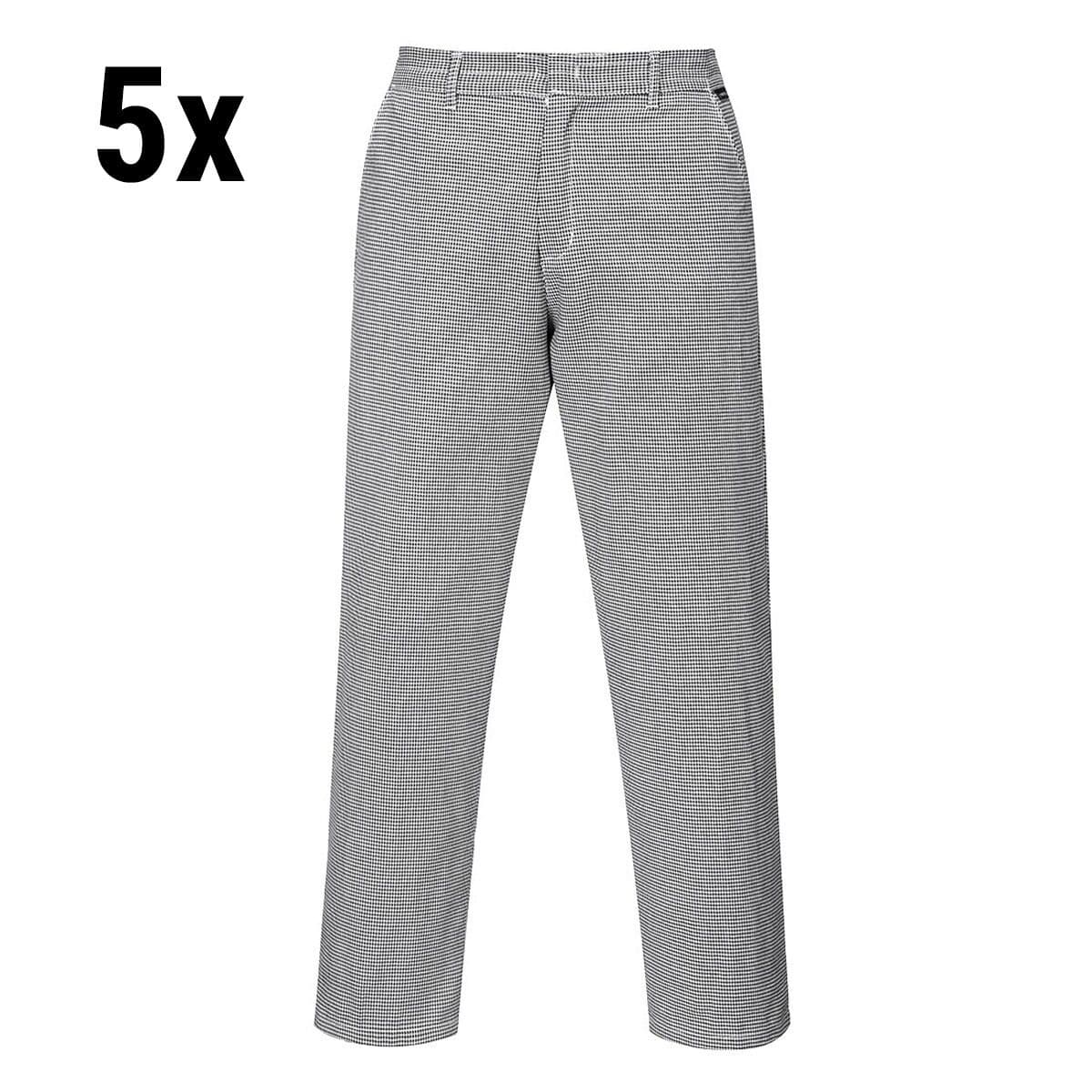 (5 pieces) Unisex Cooking Trousers - Black / White - Size: XS	