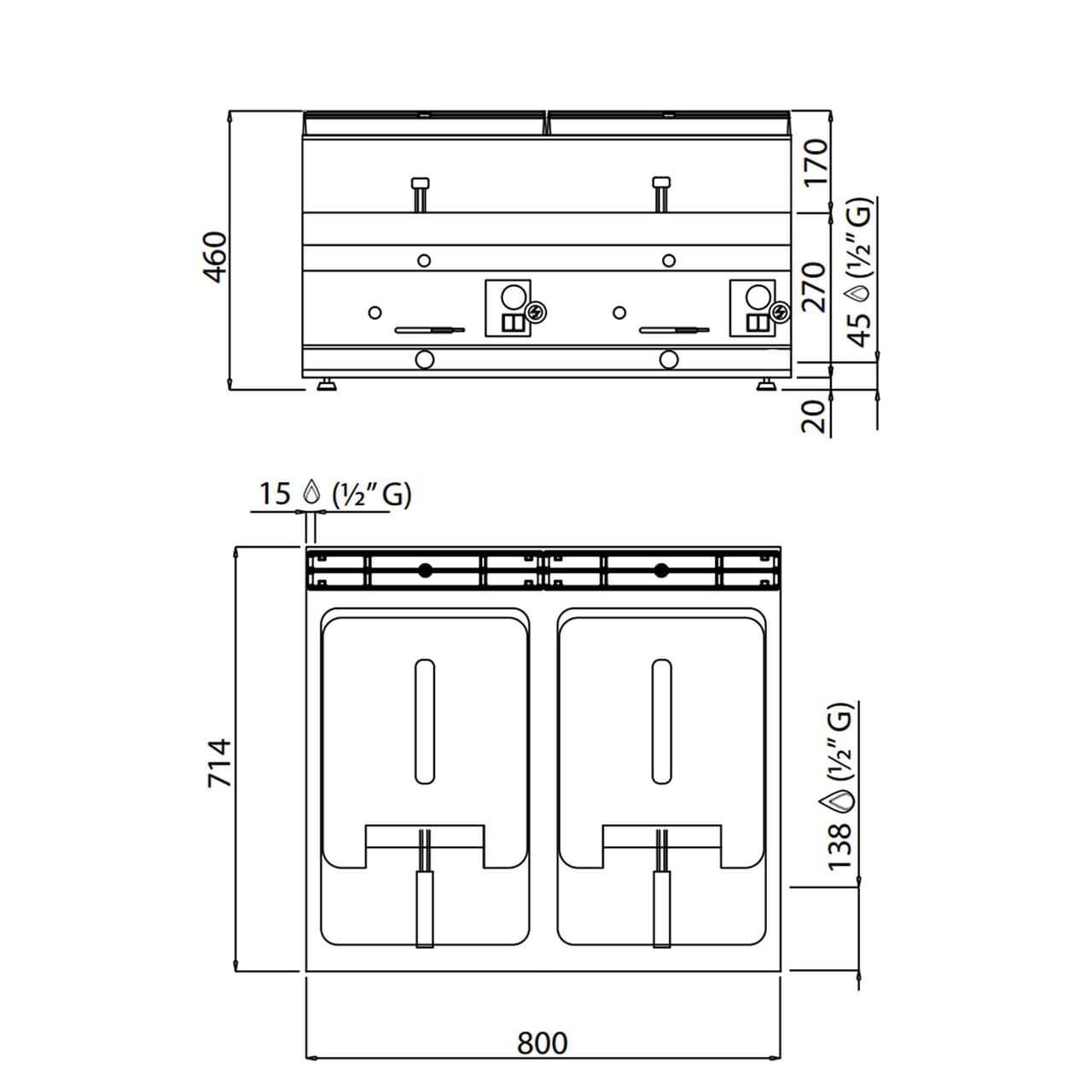 Plynová fritéza 10+10L (13,8 kW)