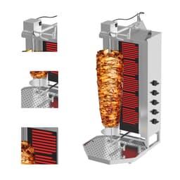 Gril na gyros/kebab - 5 hořáků - max. 80 kg - vč. křídlových dvířek