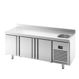 Refrigerated counter Premium PLUS- 1960x700mm - with 1 basin, 3 doors & upstand