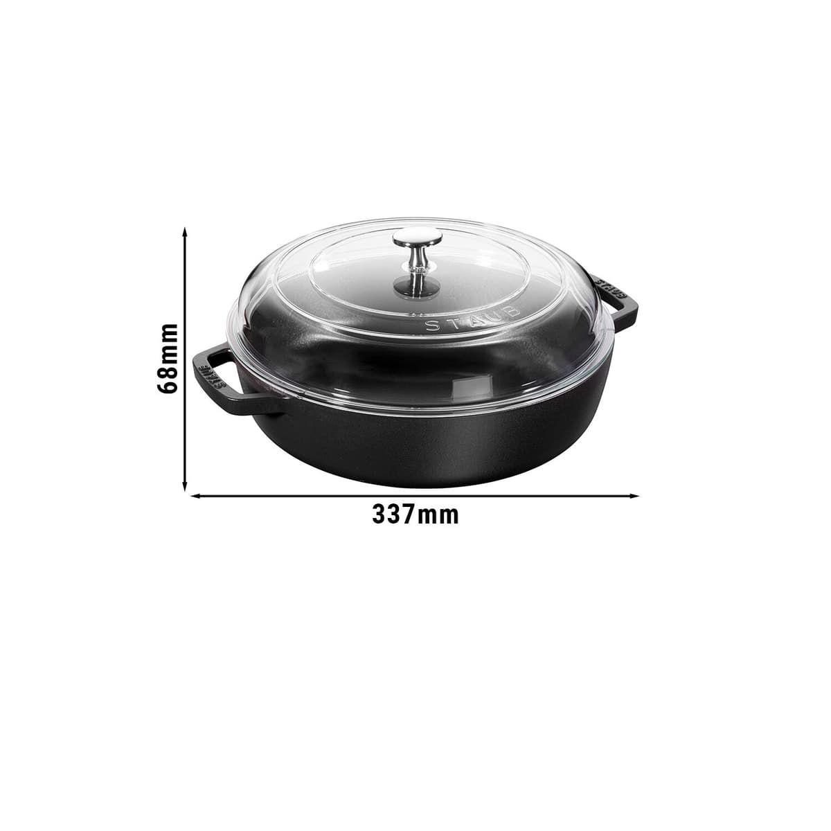 STAUB | BRAISERS - Pečicí hrnec se skleněnou poklicí - 260mm - litina - černý