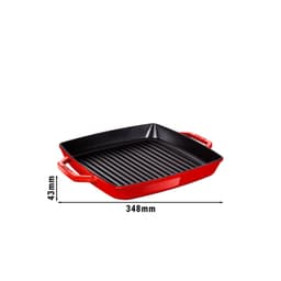 STAUB | GRILL PANS - Grilovací pánev - 280x280mm - litina - třešňově červená