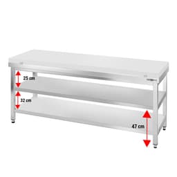 Stainless steel worktable PREMIUM - 2000x800mm - with undershelf without backsplash incl. cutting plate