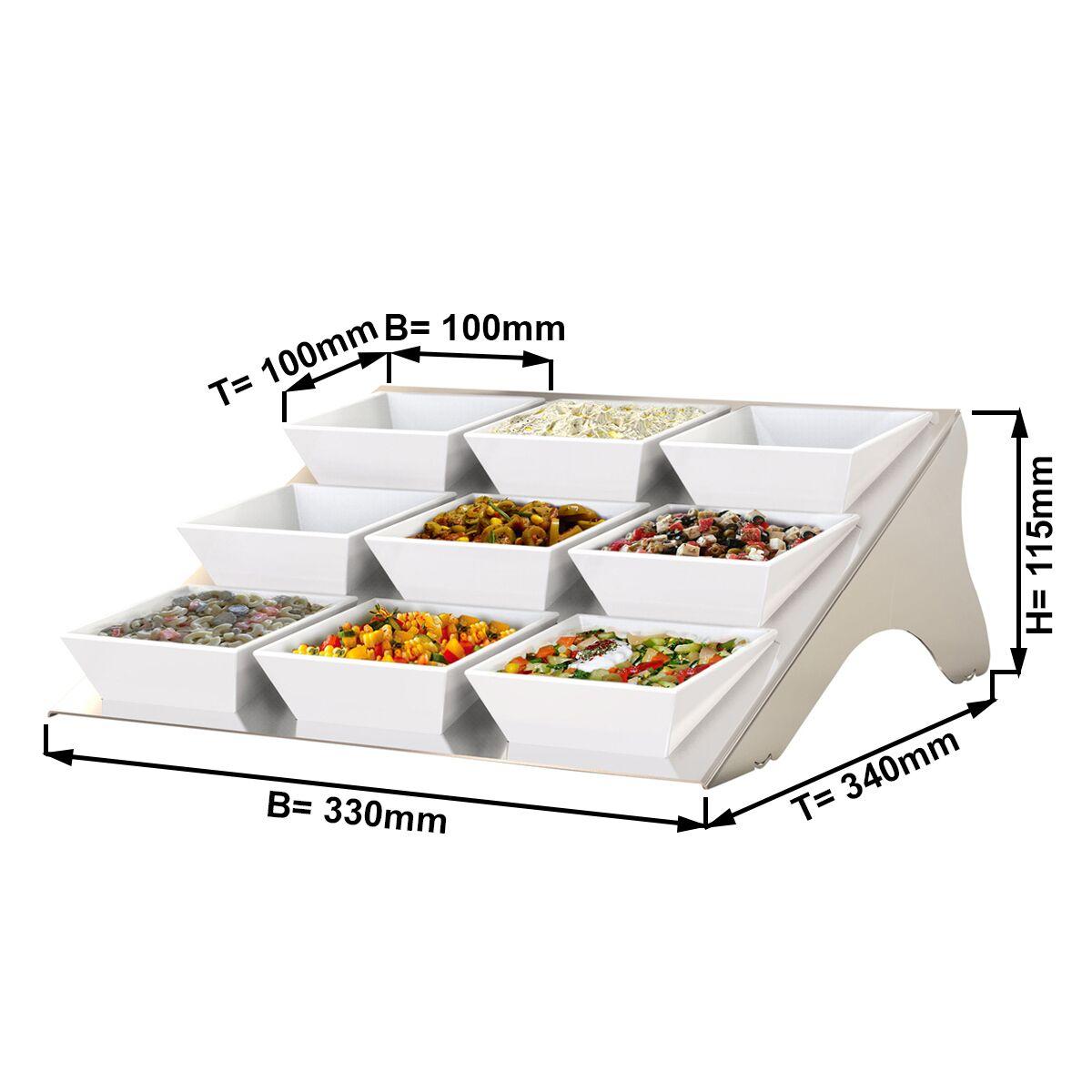 Etagerie / Buffet stand - incl. 9 melamine bowls - angular	