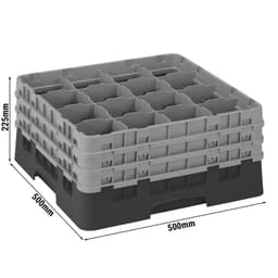 CAMBRO | CAMRACK® - Koš na sklo 1/1 se 3 nástavci - 500x500mm - 16 přihrádek - černý