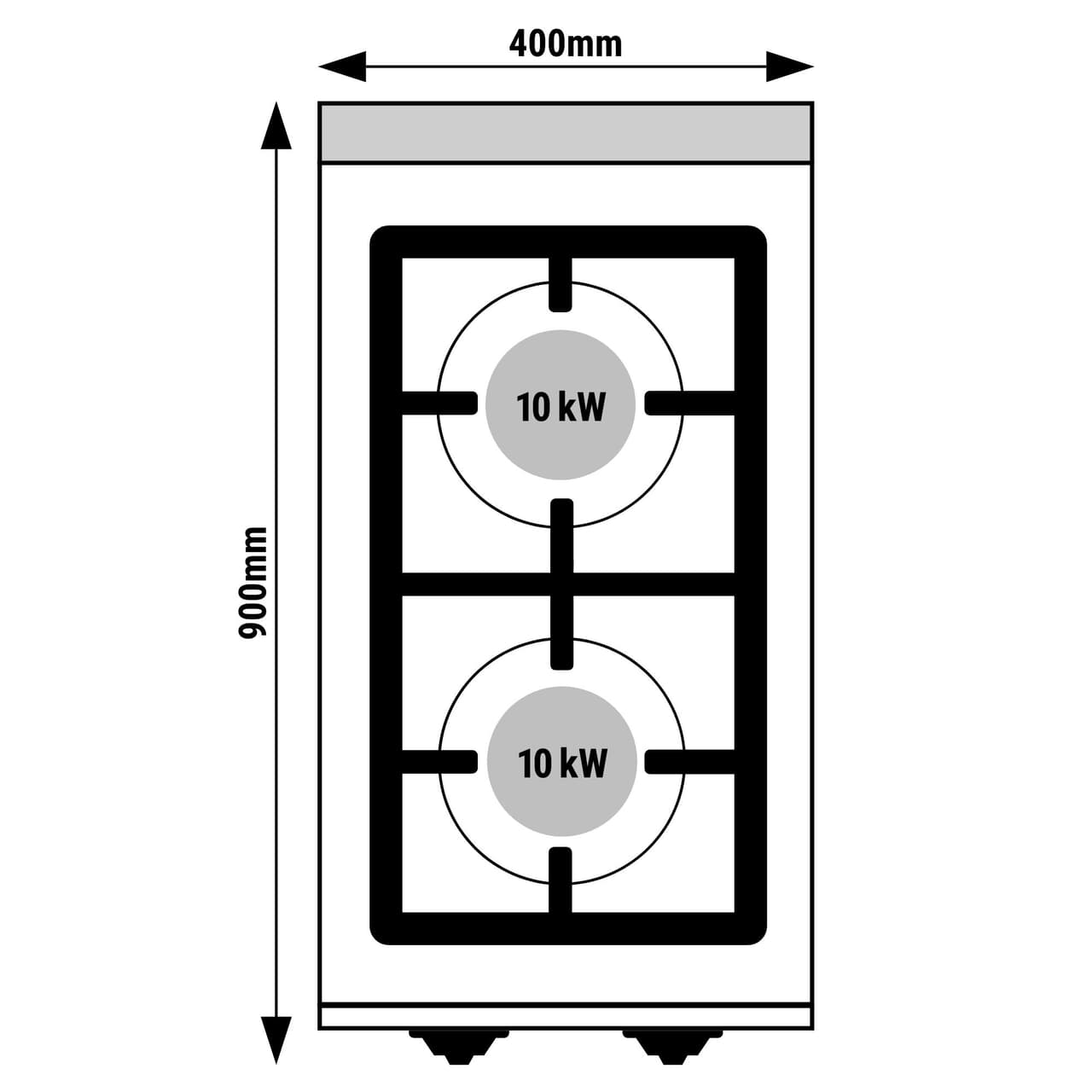 Plynový sporák - se 2 hořáky - 20 kW - vysoce výkonný model