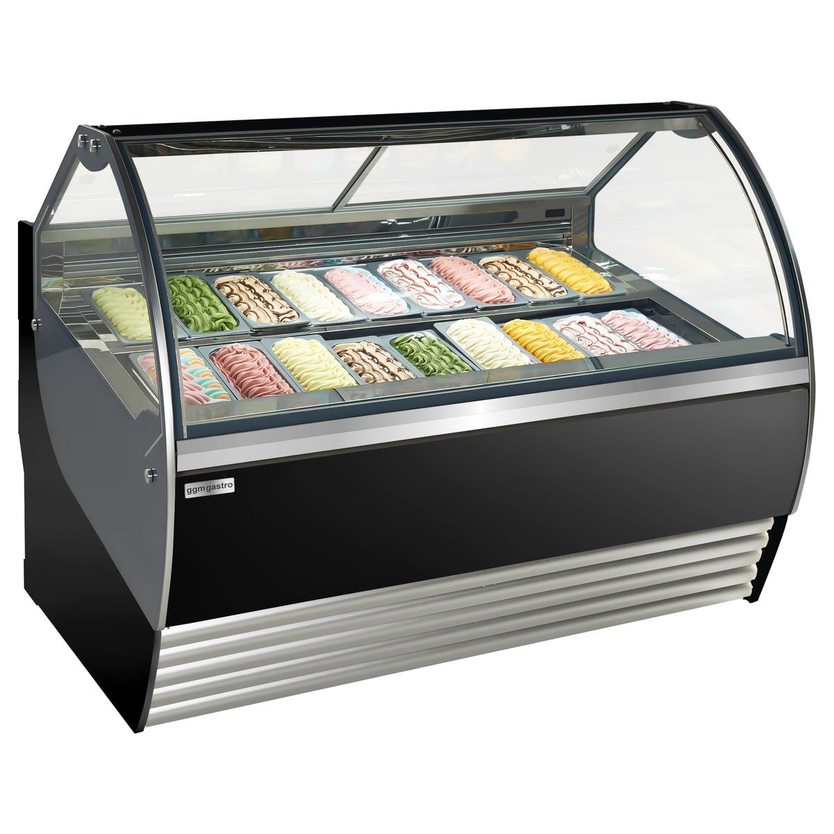 Ice cream counter NOLAN- 1730mm - air circulation -  for 18x 5 liter containers - black