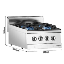 Gas cooker - 4 burners - 12 kW - incl. base cabinet