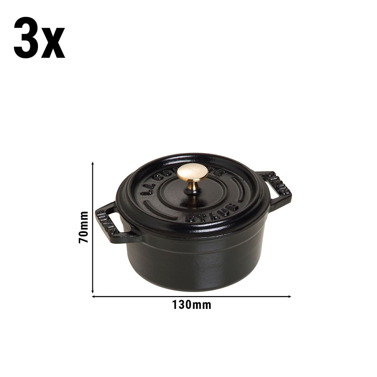 STAUB | LA COCOTTE - Cocotte Set - 3-tlg - Gusseisen - Schwarz