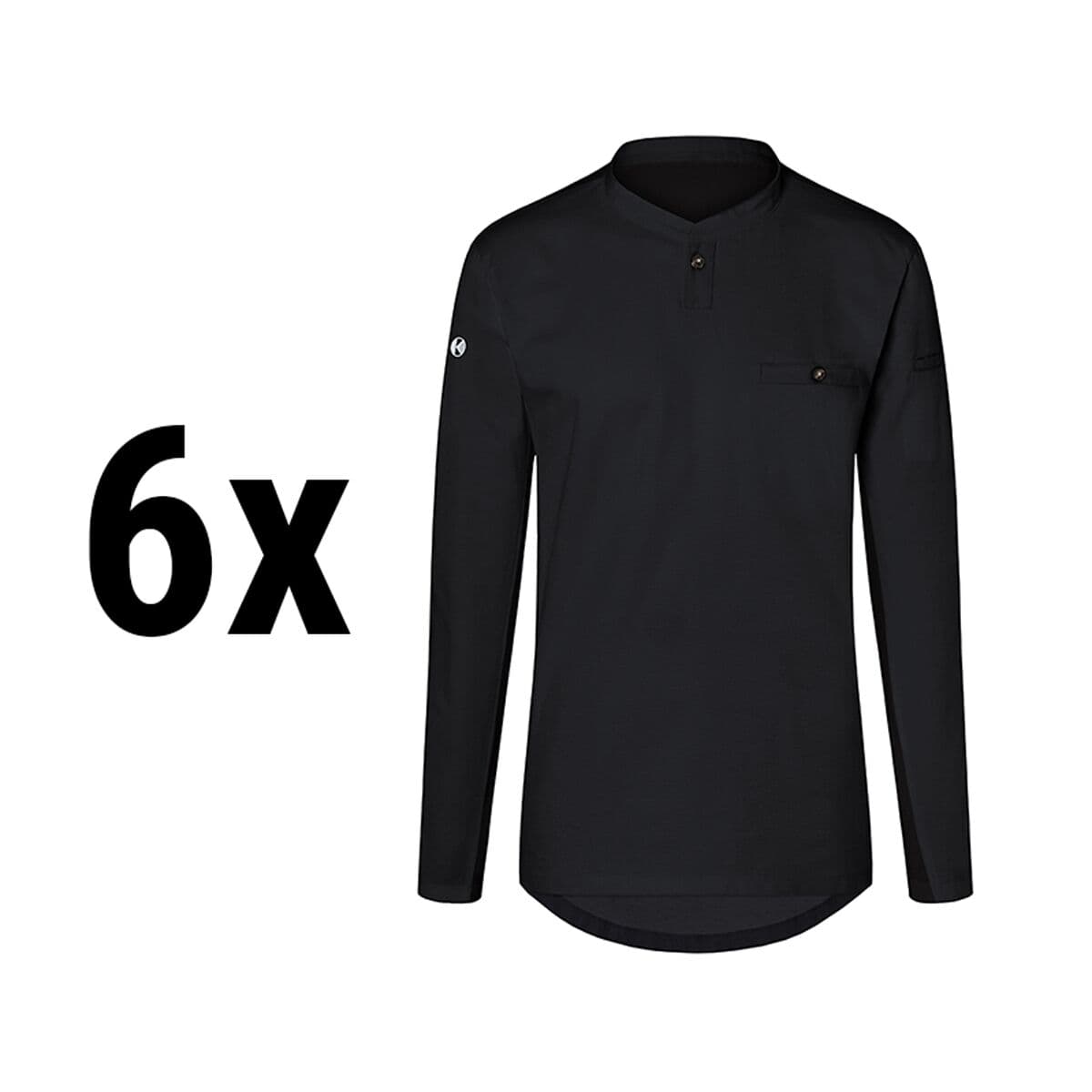 (6 pieces) Karlowsky - Long Sleeve Men's Work Shirt Performance - Black - Size: 3XL