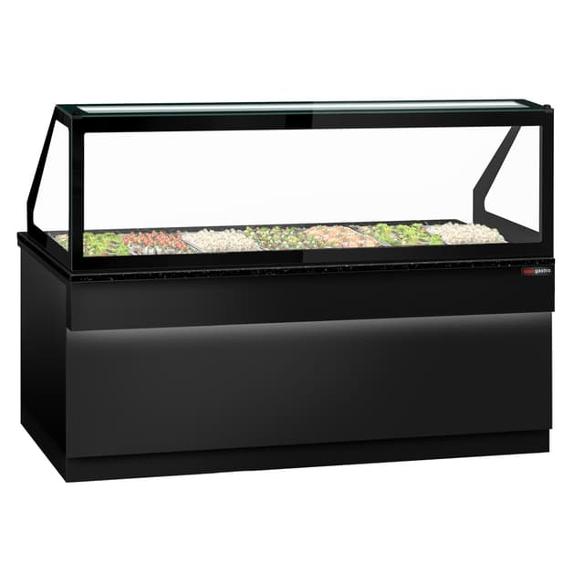 Saladette TORONTO - 2550mm - 4 Türen - für 6x GN 1/1 - schwarze Front - schwarze Granit-Arbeitsplatte