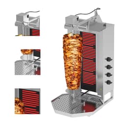 Gril na gyros/kebab - 4 hořáky - max. 60 kg - vč. křídlových dvířek