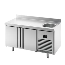 Refrigerated counter Premium PLUS- 1468x600mm - with 1 basin, 2 doors & backsplash