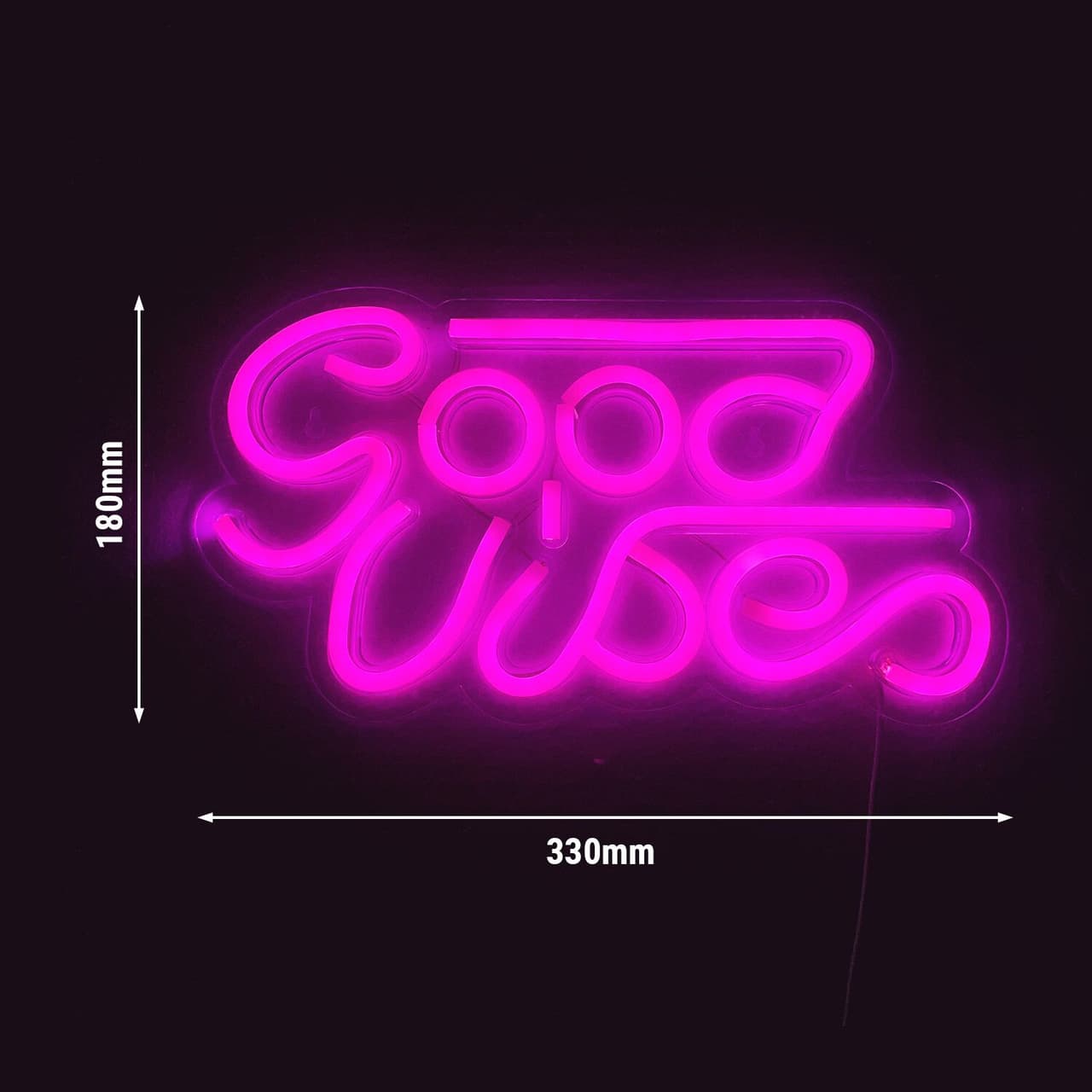  Světelný nápis LED - Good Vibes 1 - růžový - 330x180mm