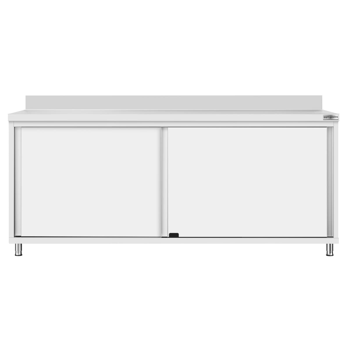 Stainless steel work cabinet ECO - 2000x700mm - with sliding door and backsplash