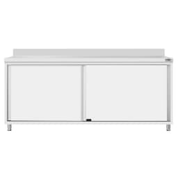 Stainless steel work cabinet ECO - 2000x700mm - with sliding door and backsplash