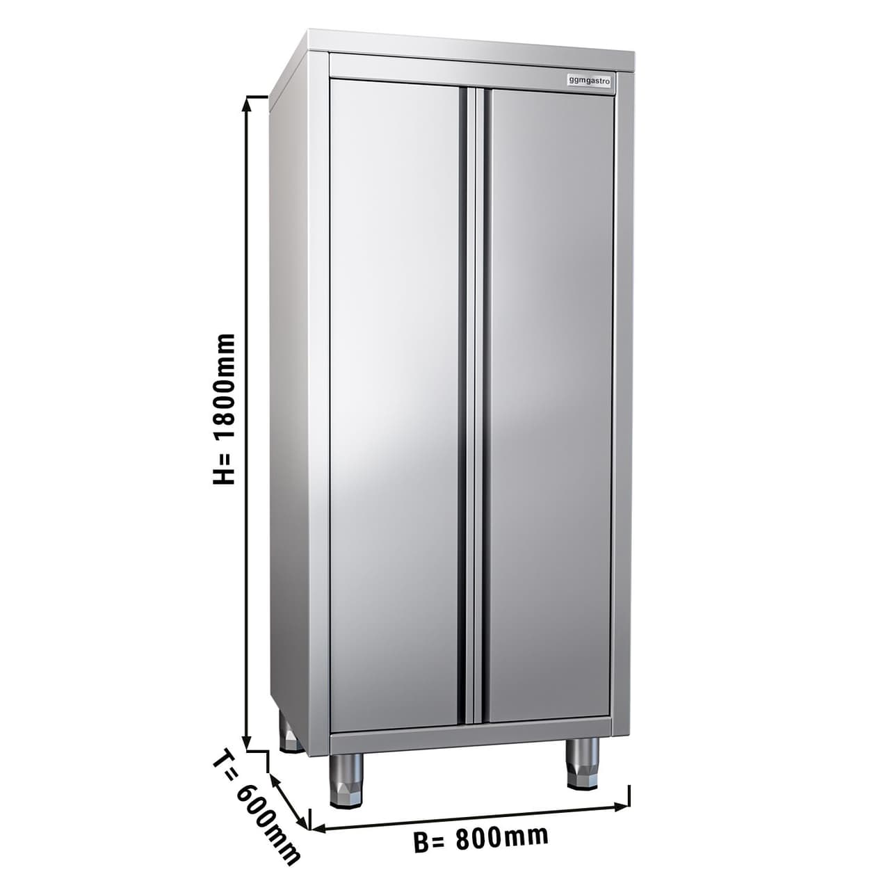 Geschirrschrank - 800x600mm - 2 Flügeltüren - Höhe: 1800mm