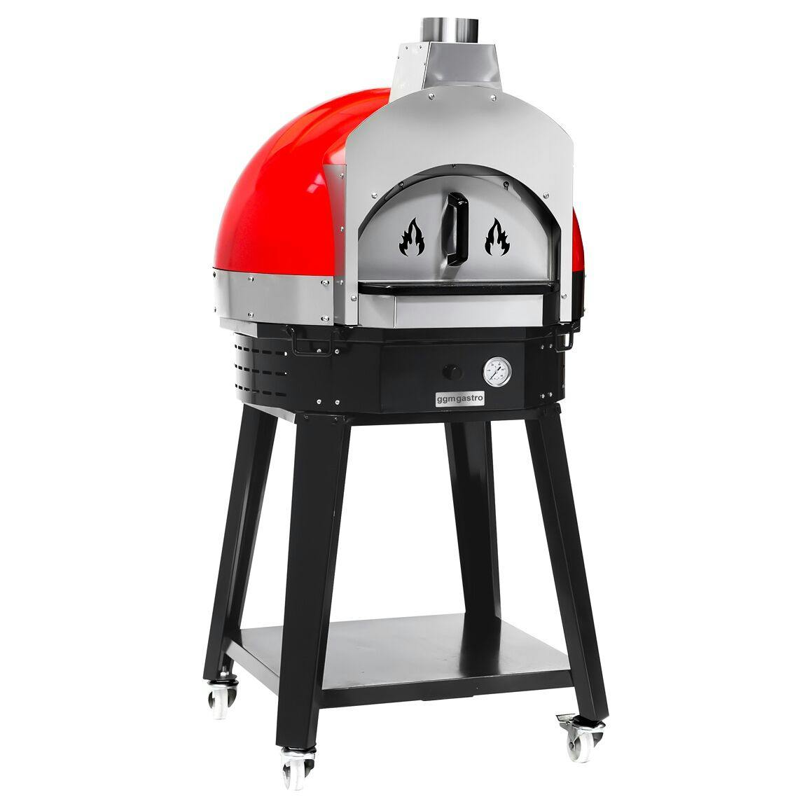 Wooden pizza oven red - incl. base - height: 0.77 m	