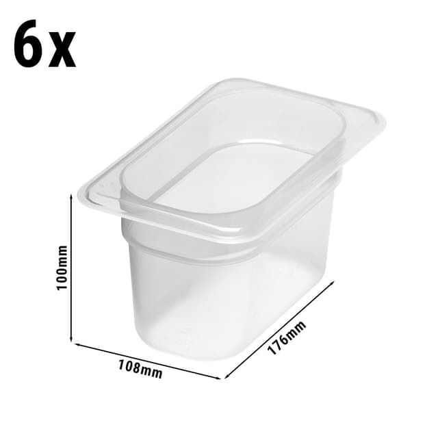 (6 kusů) CAMBRO | CAMWEAR® -polypropylenová GN nádoba 1/9 - mléčná - hloubka 100 mm