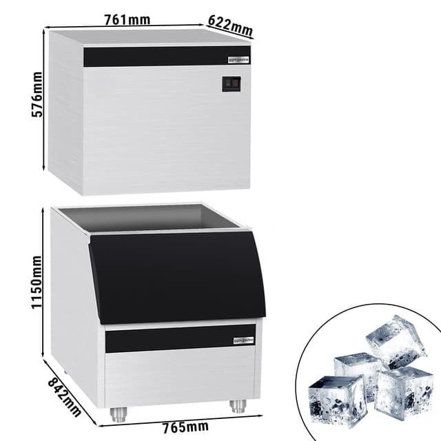 Ice cube machine incl. storage container - Cubes - 230 kg/ 24 h