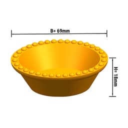 Forma pro stroj na tartlaetky - Tvar: kulatý - Ø nahoře: 47 mm, Ø dole: 29 mm / výška: 20 mm